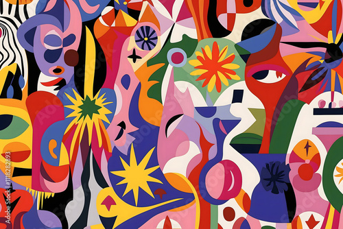 Colorful Chaos: A Vibrant Abstract Scene