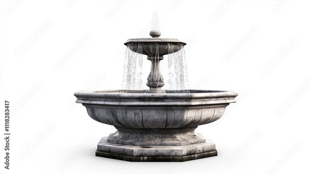Architectural fountain in modern style on a white background, isolated Architectural fountain in modern style on a white background, isolated