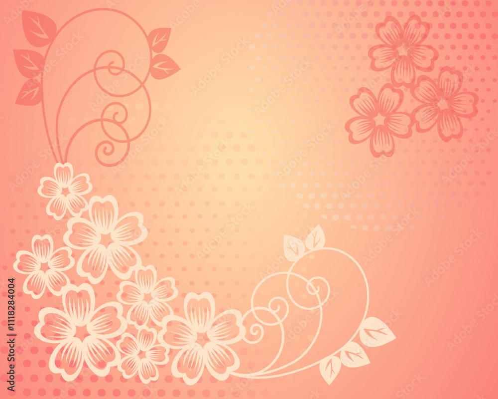 Spring wallpaper on a pink background with flowers Spring wallpaper on a pink background with flowers