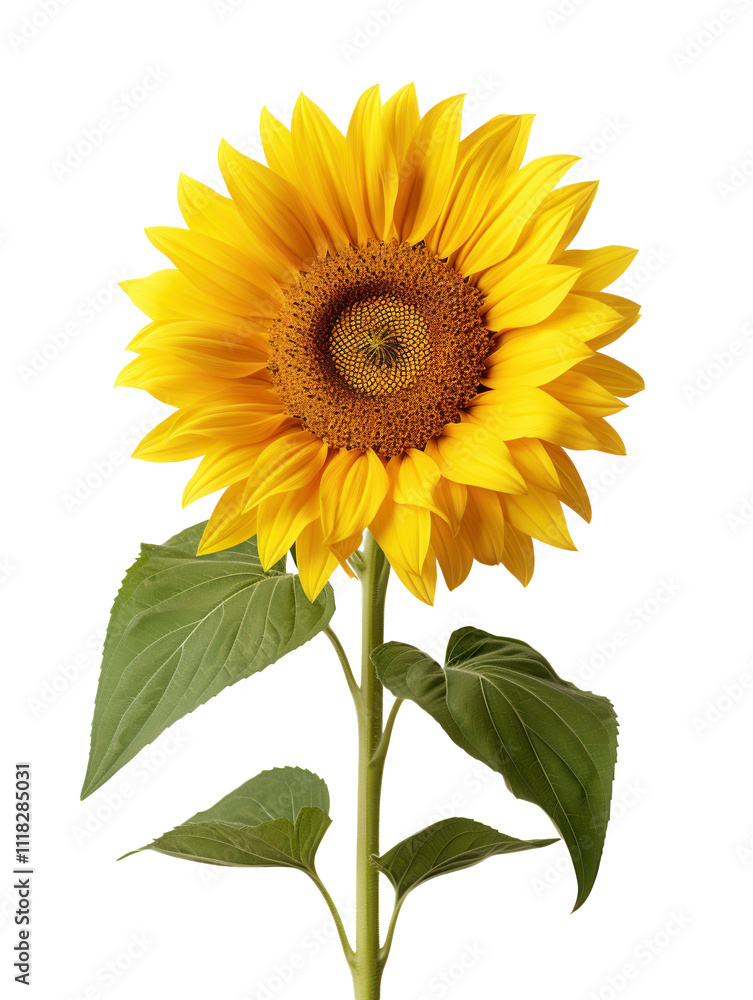 Vibrant Yellow Sunflower Bloom Isolated on White Background Vibrant Yellow Sunflower Bloom Isolated on White Background