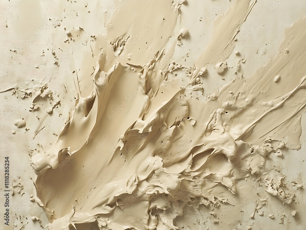 Obraz premium Beige paint splatters on textured surface.