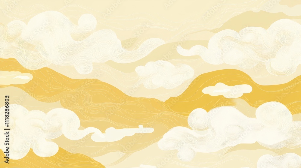 Golden mountains and auspicious clouds Golden mountains and auspicious clouds