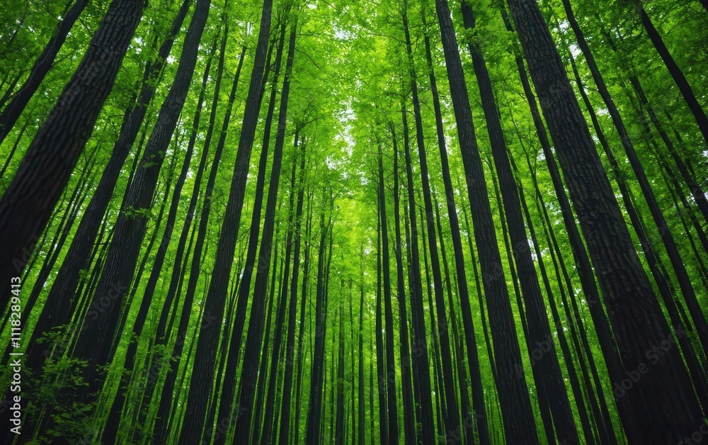 Fototapeta premium natural transpiration concept. A time-lapse of a forest regenerating after rainfall, showing transpiration s role in environmental recovery