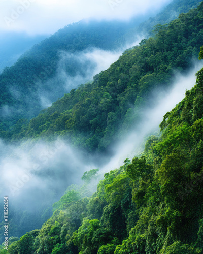 Discovering mountainous forests aerial photography of lush nature and tranquility