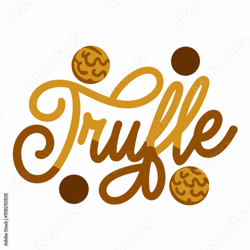 STICKER DESIGN OF TRUFLE WITH CHOCOLATE BACKGROUND photo