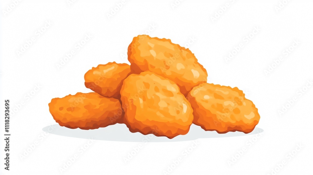 Crispy Chicken Nugget Vector Icon for Isolated Design Elements