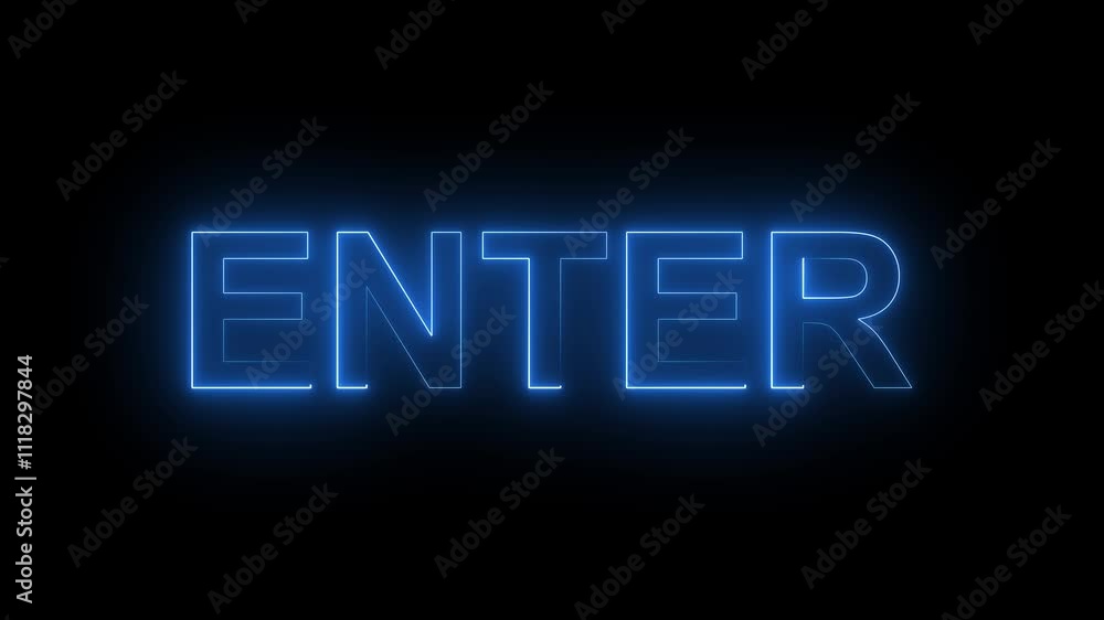 Glowing and flickering neon ENTER sign in black background. Glowing and flickering neon ENTER sign in black background.