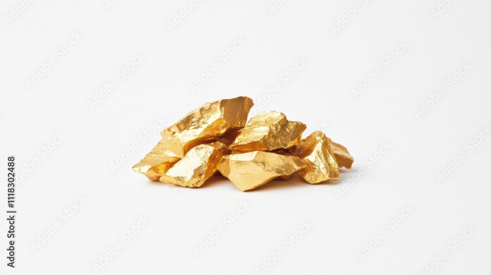 Small Gold Nuggets Pile on White Background Small Gold Nuggets Pile on White Background