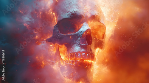 Flaming Skull 3D Illustration