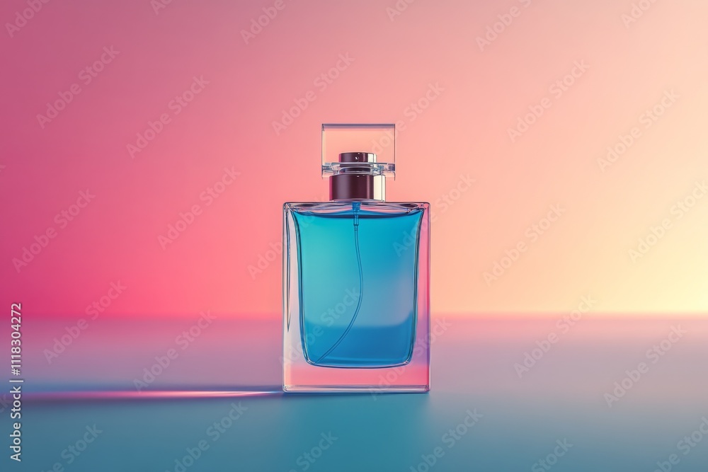 Elegant Perfume Bottle Blue Fragrance Pink Background Beauty Product Cosmetics Elegant Perfume Bottle Blue Fragrance Pink Background Beauty Product Cosmetics