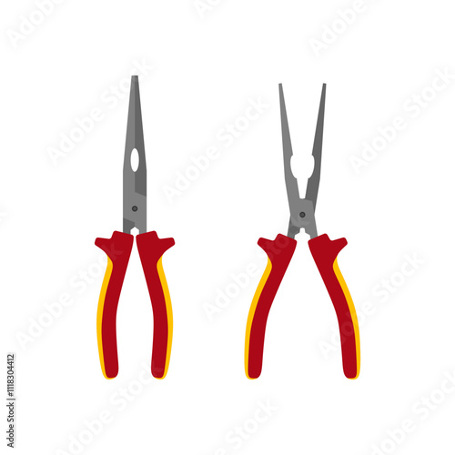 plier illustration vector flat design isolated on white background. pliers illustration of carpentry tools, work tools, building shops, and mechanical equipment