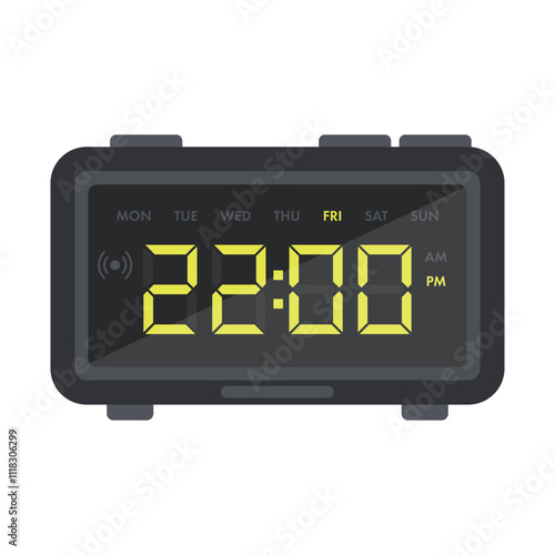 Digital time clock flat vector design isolated on white background