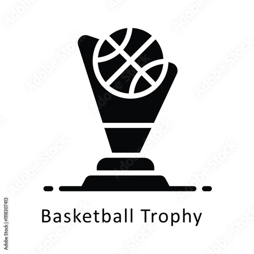 Basketball Trophy  Vector Glyph Icon. Eps 10 File