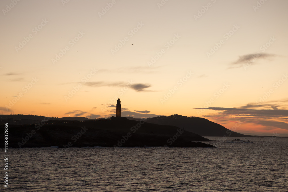 Tower of Hercules at sunset, A Coruna Tower of Hercules at sunset, A Coruna