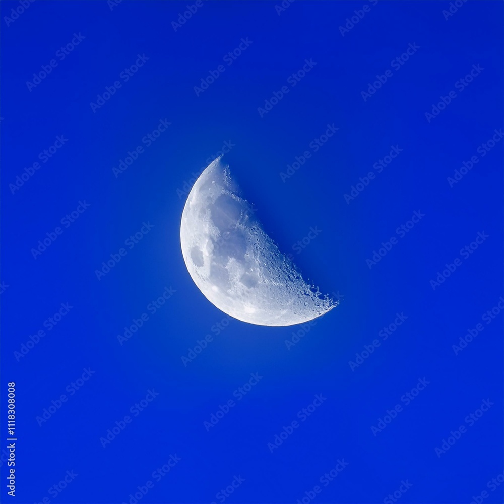 Close up picture of waxing crescent moon in blue sky
Close up picture of waxing crescent moon in blue sky
