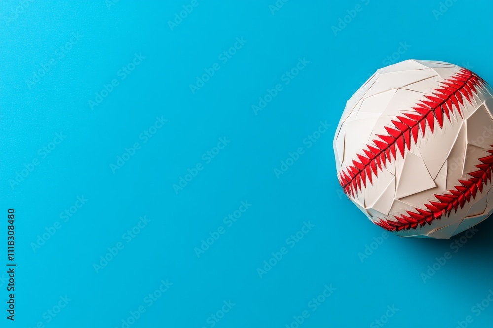 A geometric depiction of a cricket ball with intricate seam lines, set against a bold gradient background A geometric depiction of a cricket ball with intricate seam lines, set against a bold gradient background
