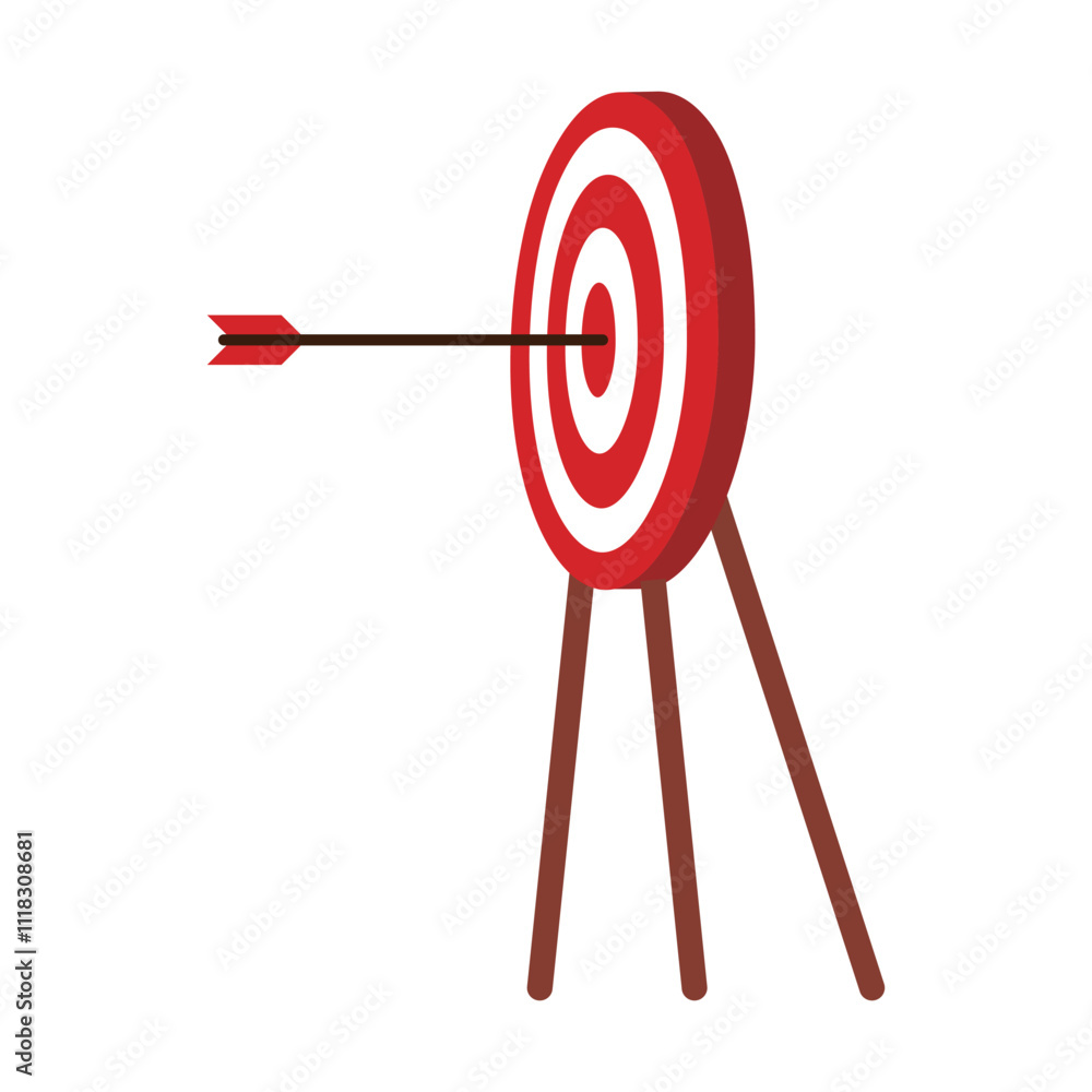 Target and arrow flat vector design isolated on a white background Target and arrow flat vector design isolated on a white background