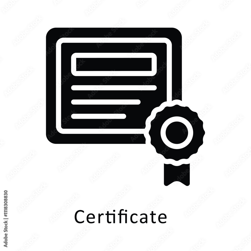 Certificate Vector Glyph Icon. Eps 10 File Certificate Vector Glyph Icon. Eps 10 File