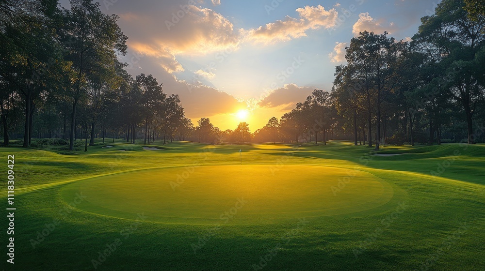 Sunset Over a Lush Golf Course Sunset Over a Lush Golf Course