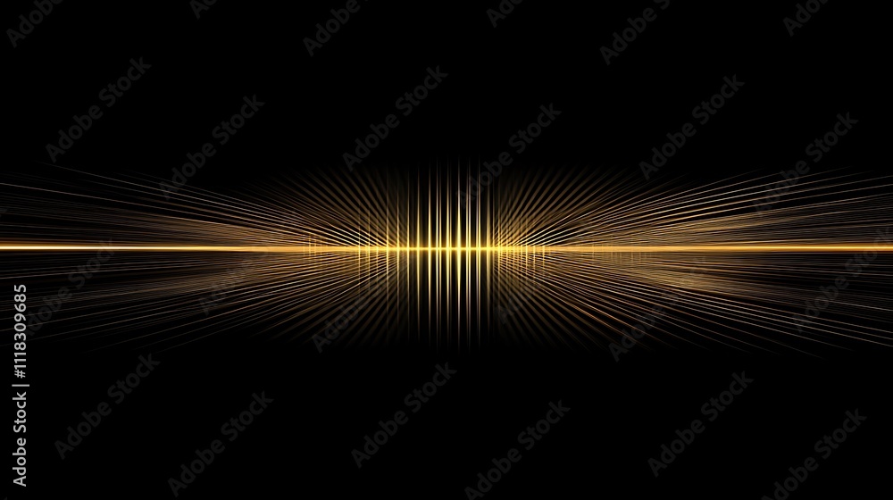 Golden Light Rays Radiate From Central Point Across Black Background Golden Light Rays Radiate From Central Point Across Black Background
