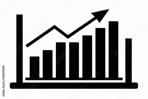 Black Silhouette Profit Chart Icon Vector Design