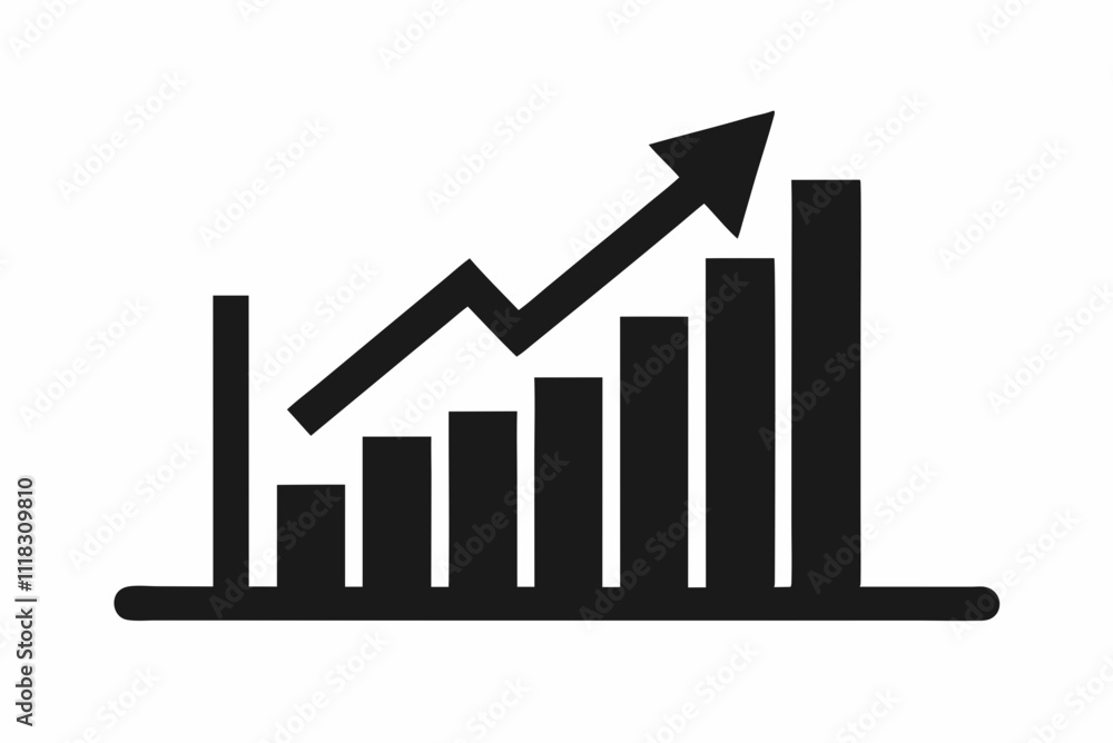 Black Silhouette Profit Chart Icon Vector Design Black Silhouette Profit Chart Icon Vector Design