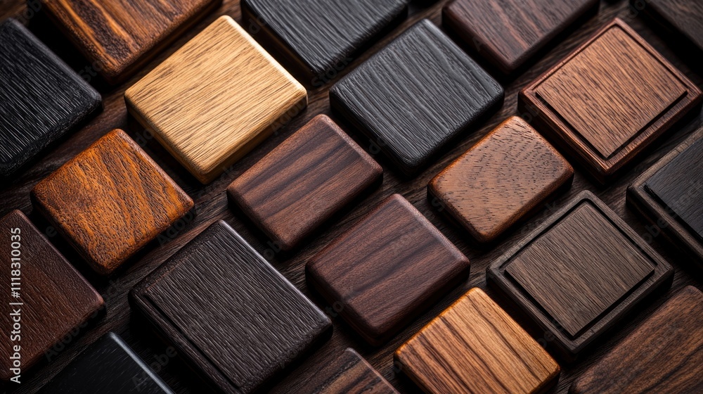 Fototapeta premium Wooden Squares on Dark Background