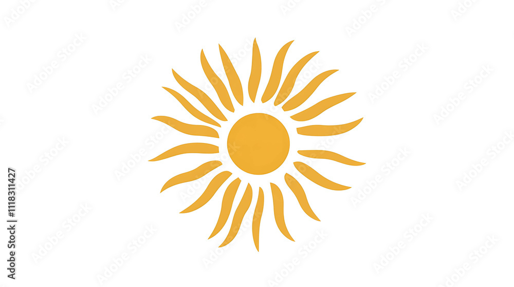 Sun Illustration on a White Background – Bright and Radiant Design Sun Illustration on a White Background – Bright and Radiant Design