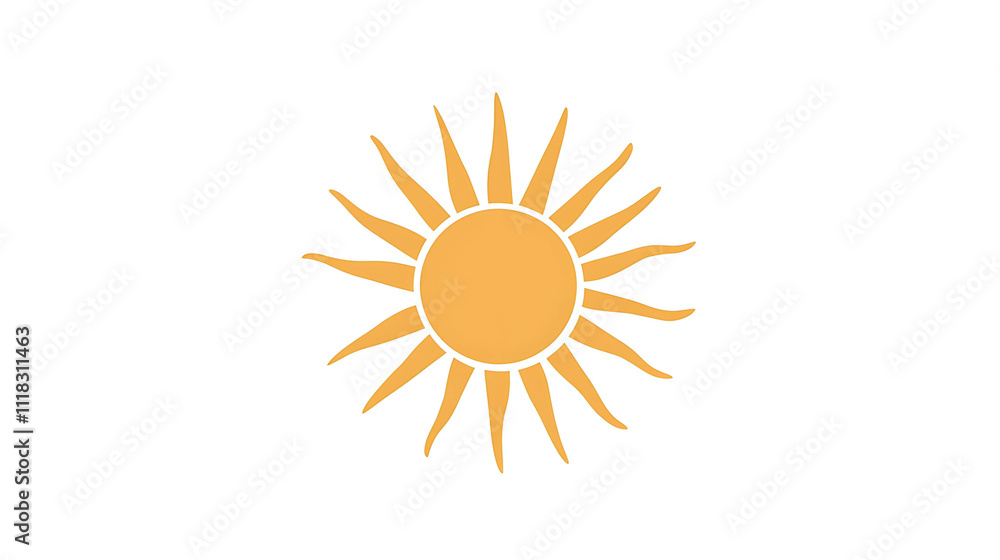 Sun Illustration on a White Background – Bright and Radiant Design Sun Illustration on a White Background – Bright and Radiant Design