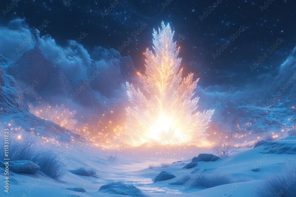 Glowing Tree in a Winter Wonderland Glowing Tree in a Winter Wonderland