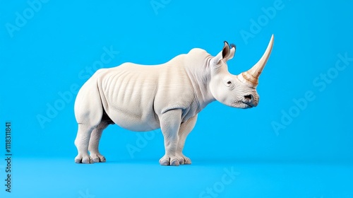 White Rhinoceros on Blue Background  photo