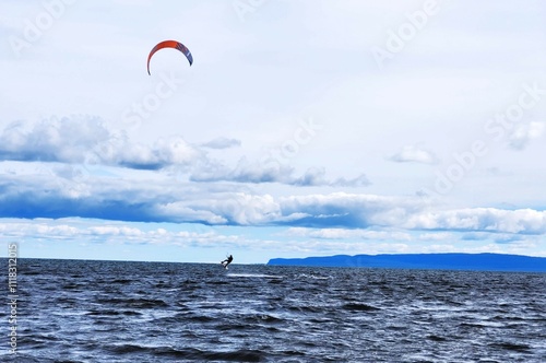kite surfing on the beach