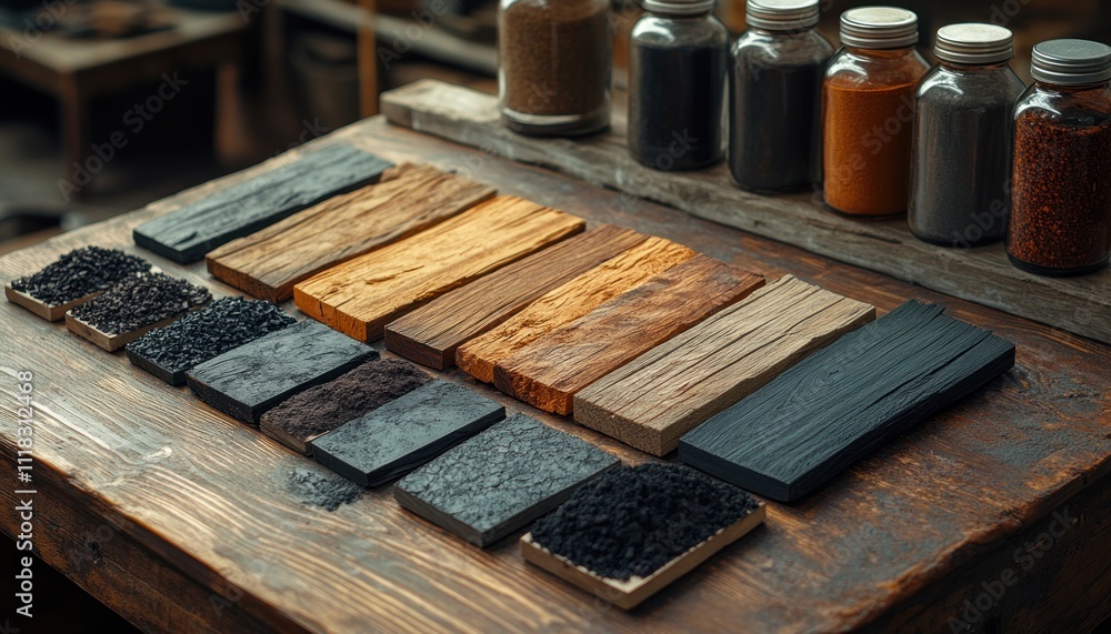 Wood Stain Samples on Table Wood Stain Samples on Table
