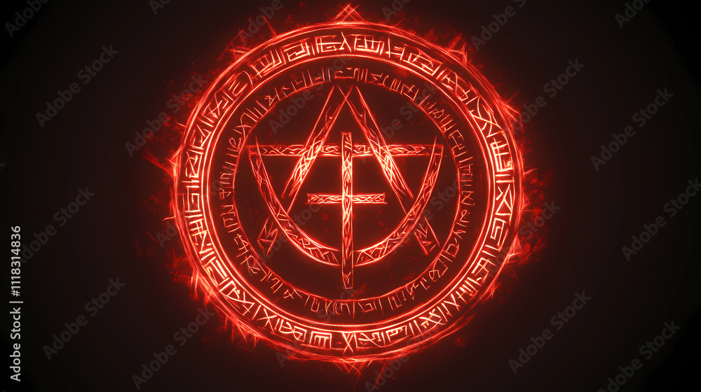 Obraz premium Magic circle of runes red. Runes. Illustration