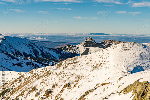 Obraz na płótnie Góry wysokie, Tatry w Polsce zimą. Widok z Kasprowego Wierchu. w salonie