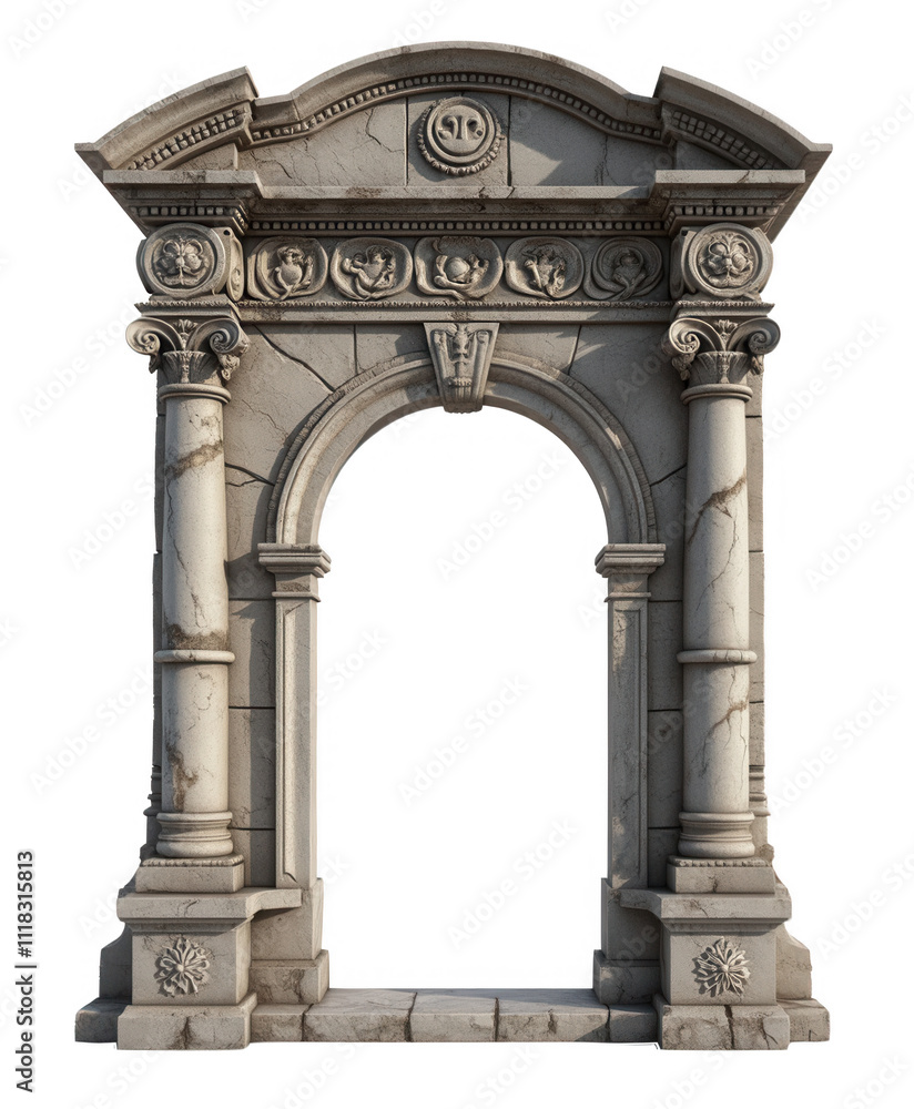 Naklejka premium Stone Archway PNG - High-Resolution Transparent Image of Ancient Stone Arched Architecture for Artistic Designs, Graphics, and Illustrations - Download Architectural PNG Stock Photo