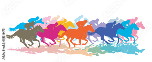 Pferderennen Galopp Rennen. illustration..eps