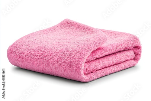 A soft and clean microfiber cloth in a bright pink color, captured against a white background, ideal for highlighting its efficiency and texture