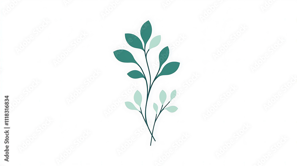 Leaf Illustration on a White Background – Simple and Natural Design Leaf Illustration on a White Background – Simple and Natural Design