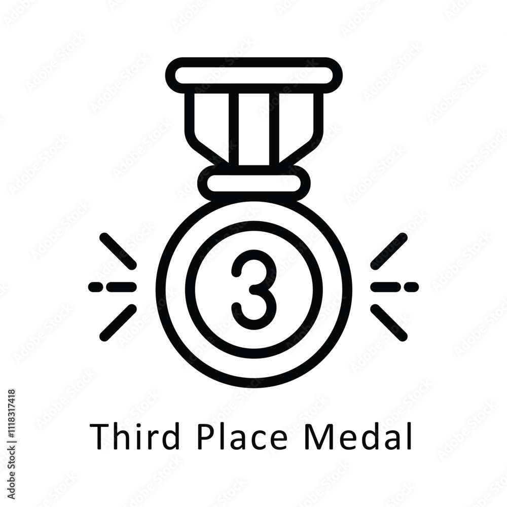 Third Place Medal Vector Outline Icon. Eps 10 File Third Place Medal Vector Outline Icon. Eps 10 File