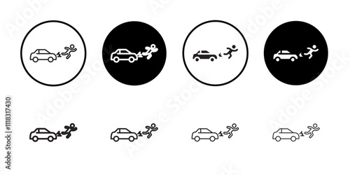 Car accident icon Line Art Logo set