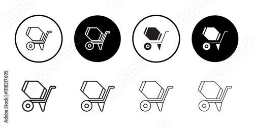 Cement mixers icon Line Art Logo set