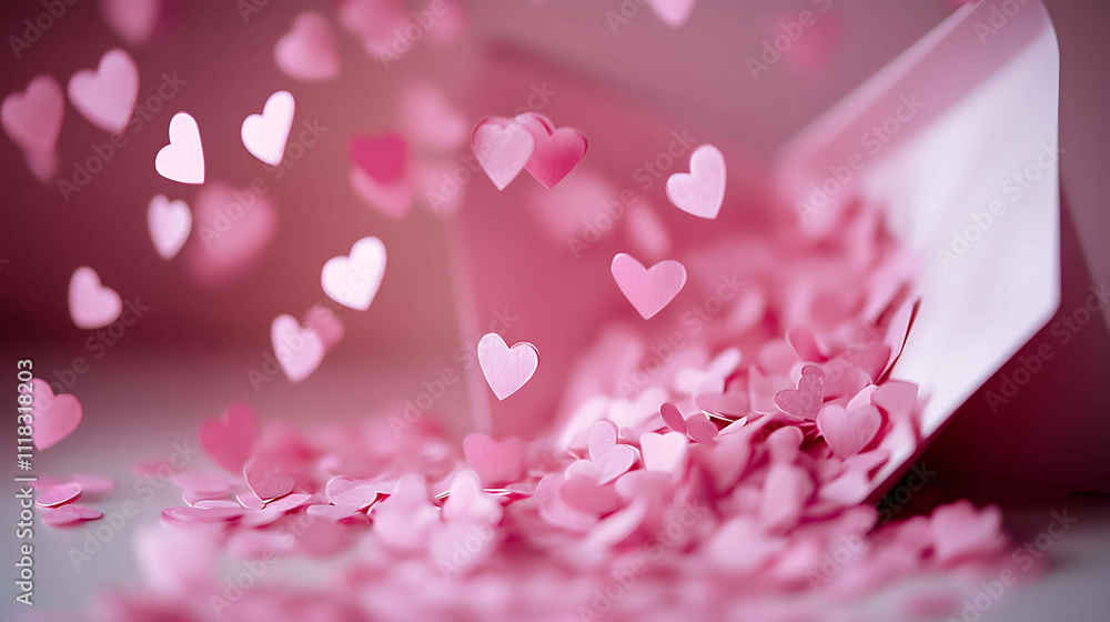 Fototapeta premium Pink Love Letter on a Pink Background – Sweet and Romantic Design for Valentine's Day