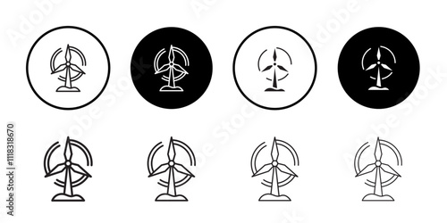 Eolic energy icon Line Art Logo set