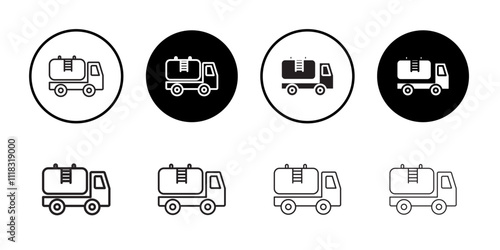 Fuel truck icon Line Art Logo set