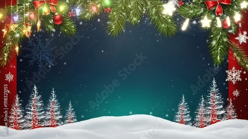 merry chistmas 2025 christmas tree light gift snow christmas card banner new year christmas card decoration ornament design eve greeting footage