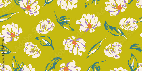 Vintage hand drawn flowers seamless patterns, floral background for fabric, textiles, clothing, wrapping paper, cover, banner, home decor. Vector illustration.