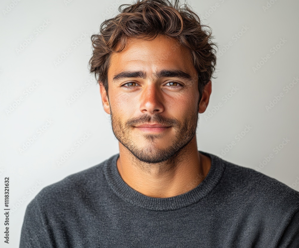 Obraz premium A man with a beard and a mustache is smiling for the camera. Generative AI