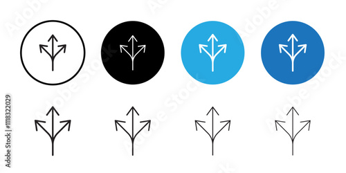 Three directions icon Line Art Logo set