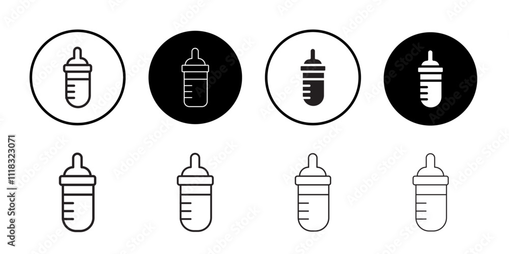 Baby milk bottle icon Line Art Logo set Baby milk bottle icon Line Art Logo set